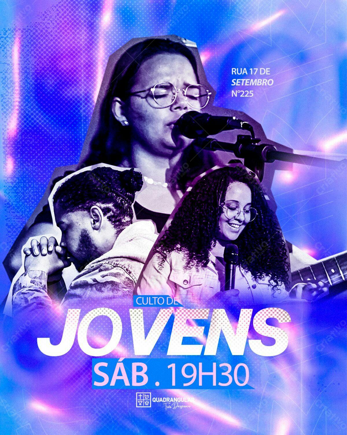 Flyer para Culto de Jovens PSD Editável