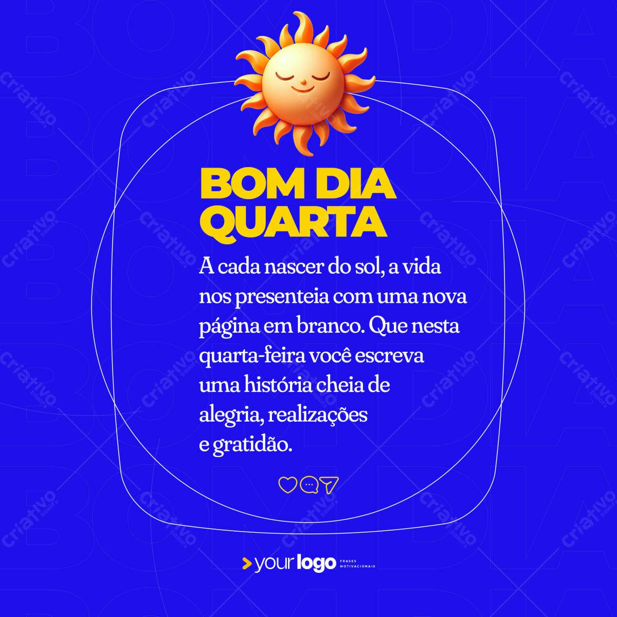Postagem para Redes Sociais Bom Dia Quarta PSD Editável