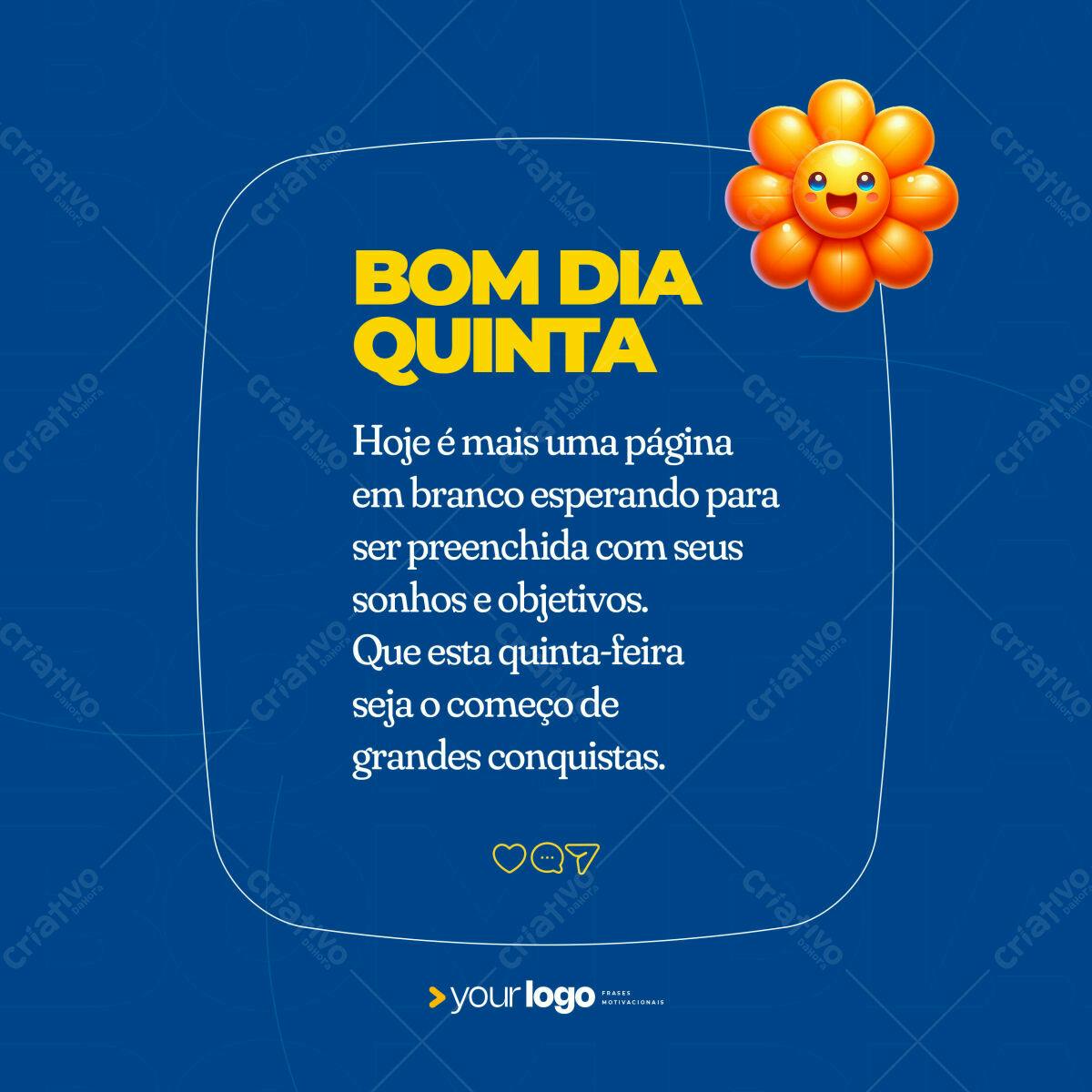 Post para Redes Sociais Bom Dia Quinta PSD Editável