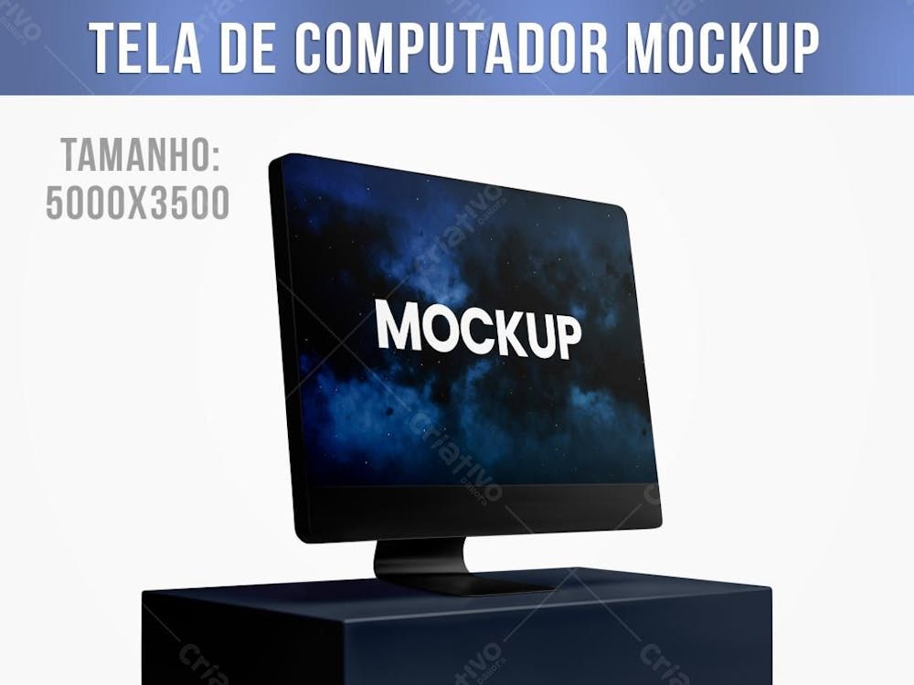 Computador No Pódio Mockup 