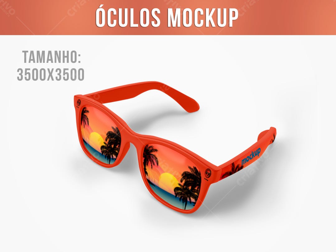Mockup Óculos Sol Vermelhos: Tropical Sunset