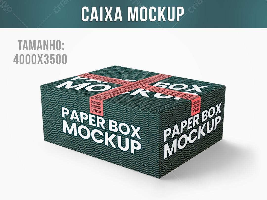 Mockup Caixa de Papel Verde-Escuro com Design Moderno