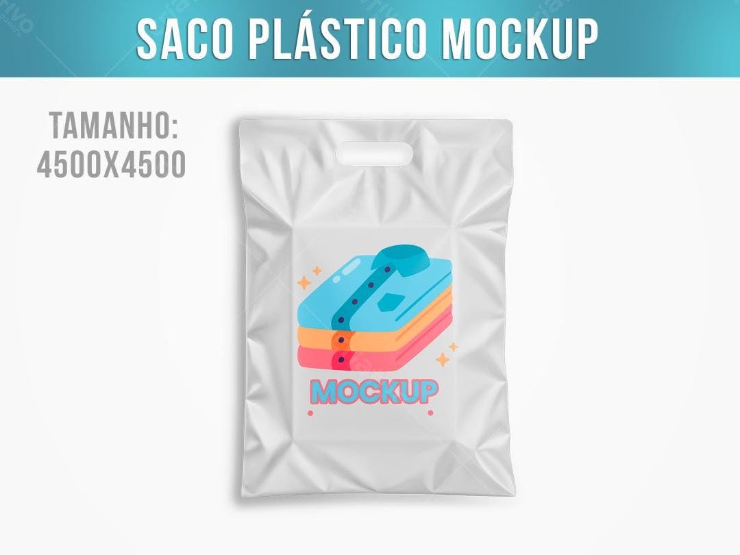 Mockup Saco Plástico com Design Moderno para Roupas