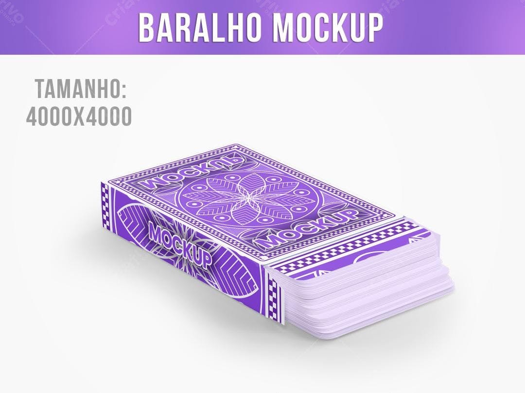 Mockup Realista de Baralho com Design Mandala Roxo