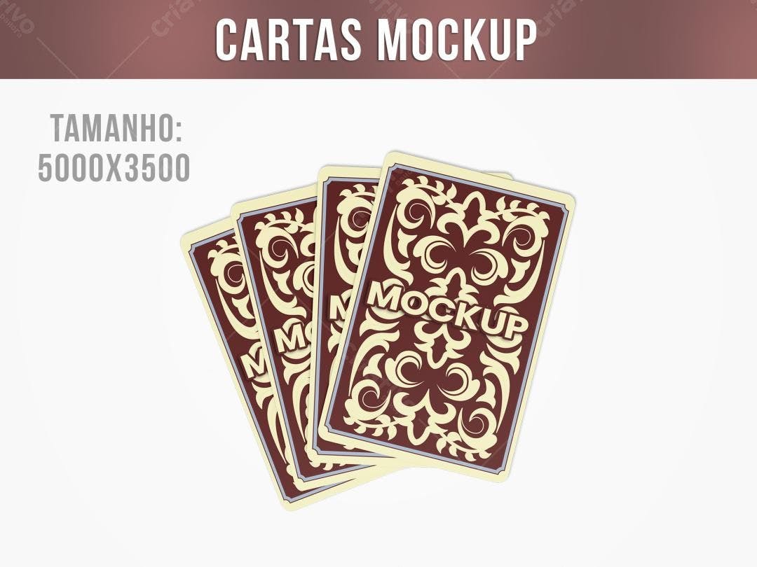 Mockup de Cartas de Baralho com Design Vintage Marrom e Bege