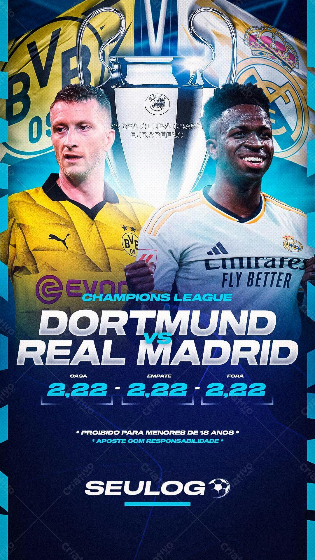 Flyer para Champions League Dortmund x Real Madrid PSD Editável