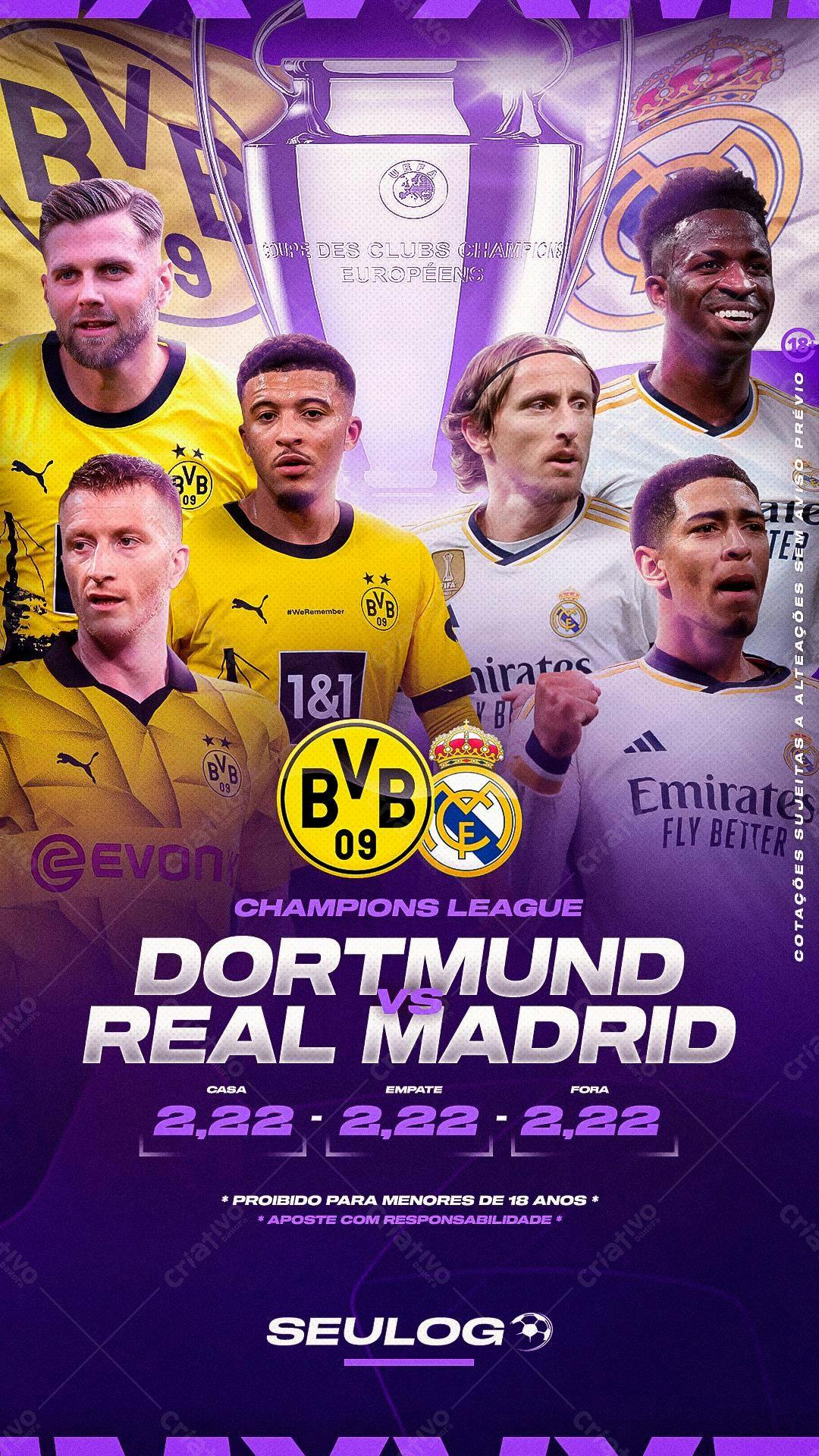 Flyer Borussia Dortmund x Real Madrid PSD Editável
