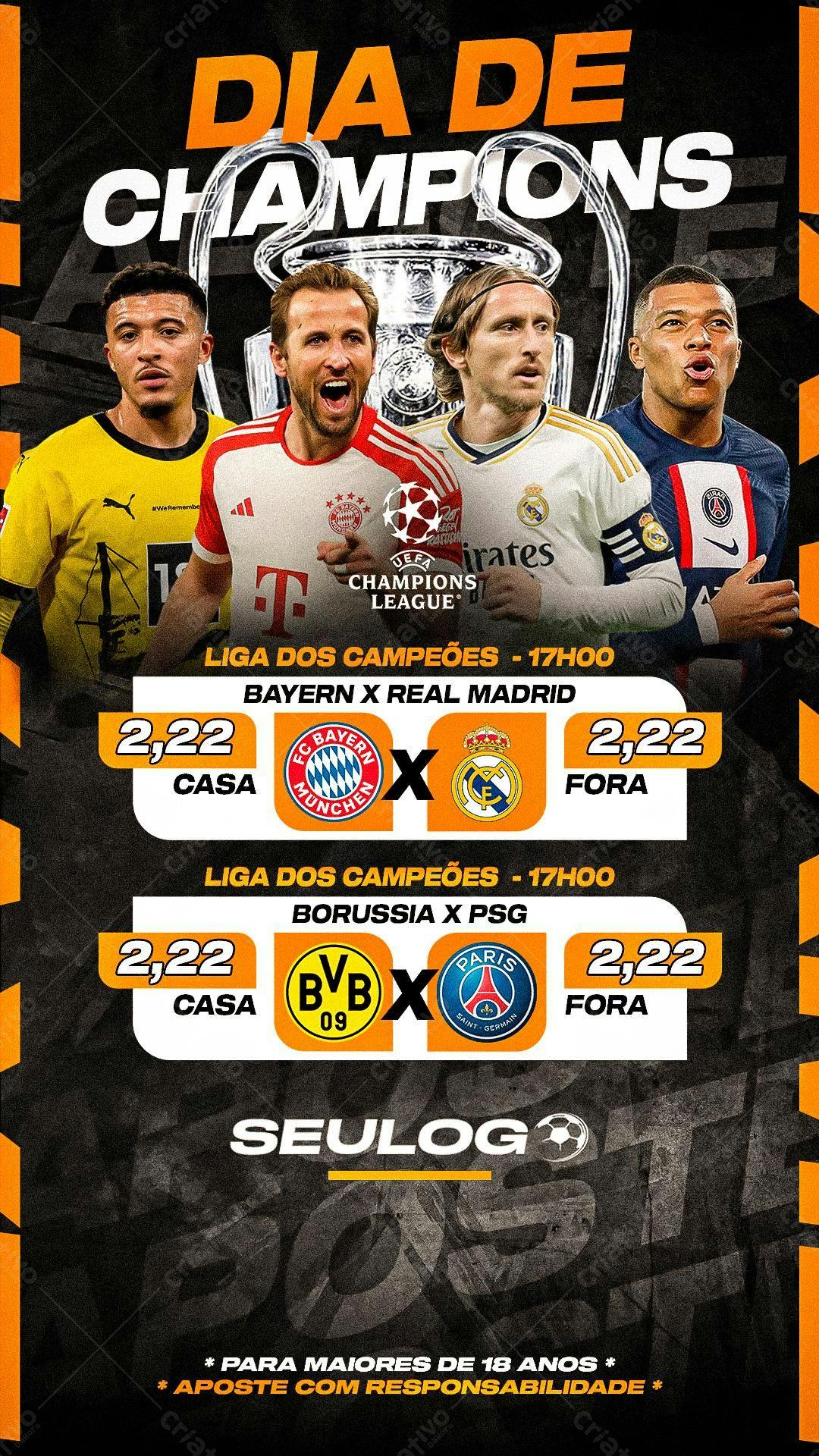 Flyer Dia dos Campeões Liga dos Campeões PSD Editável