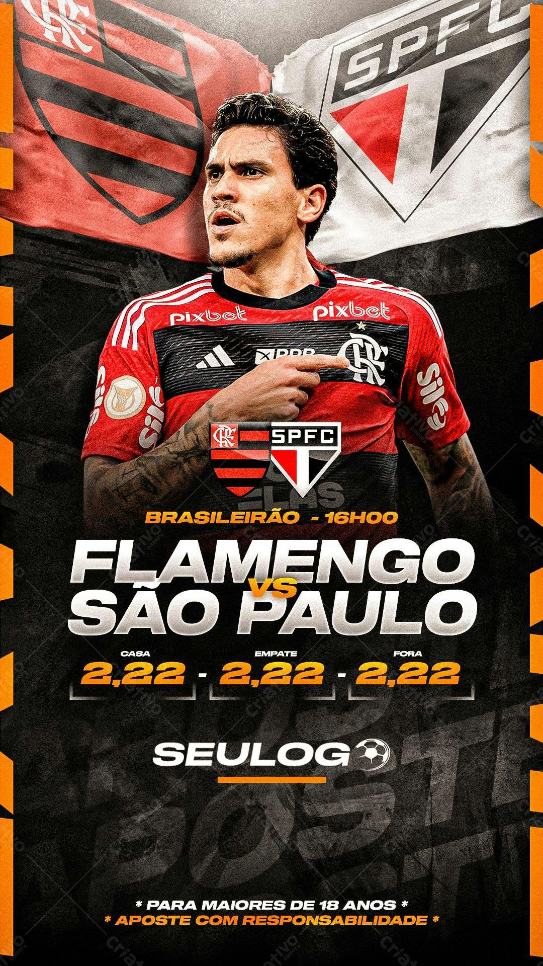 Flyer Flamengo x São Paulo PSD Editável