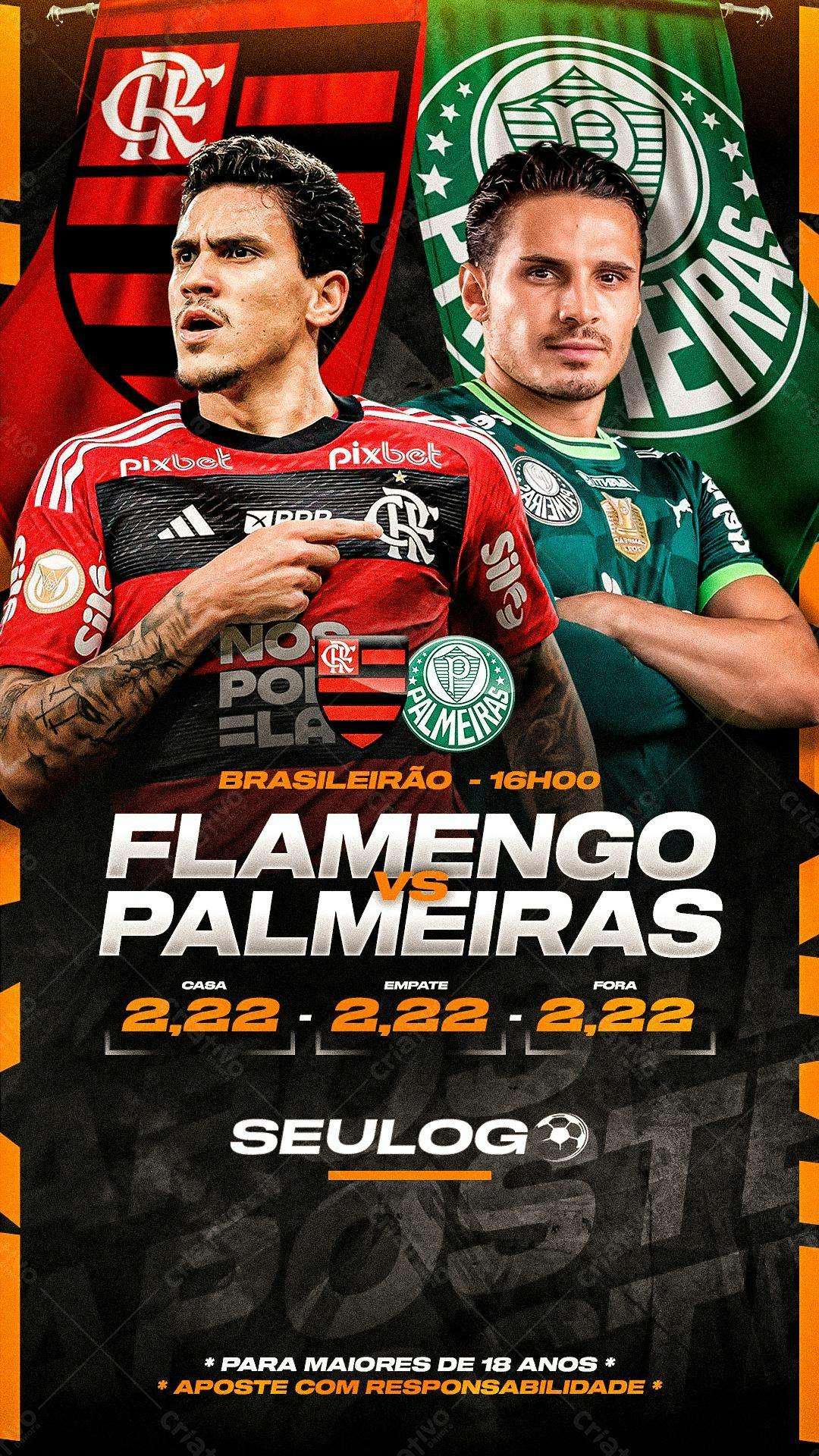 Flyer Flamengo x Palmeiras PSD Editável