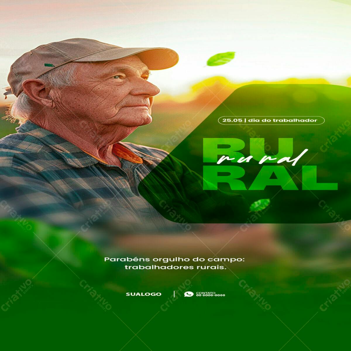 Flyer Dia do Trabalhador Rural PSD Editável