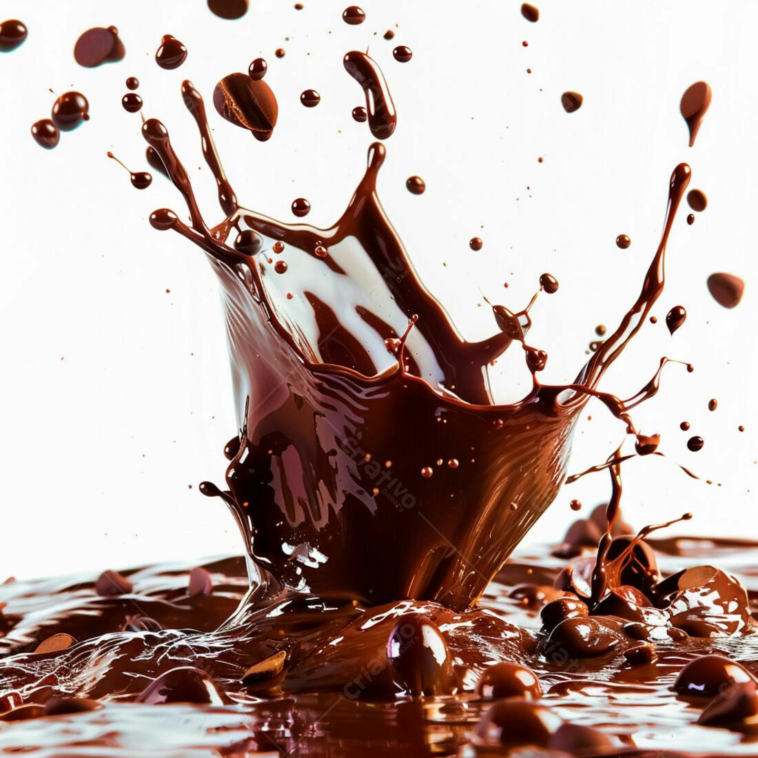 Salpico de chocolate derretido com gotas