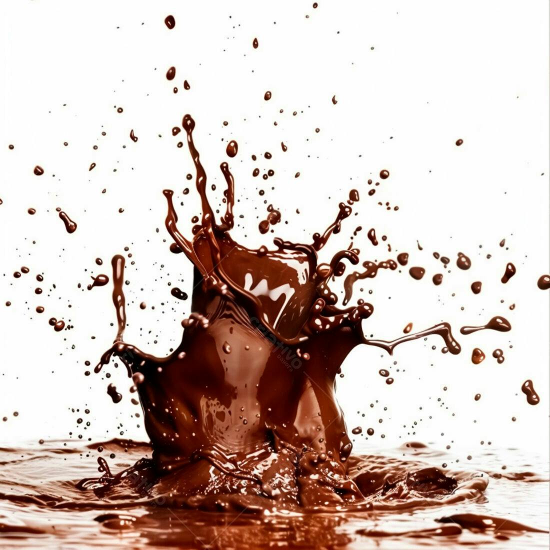 Chocolate derretendo em salpicadura