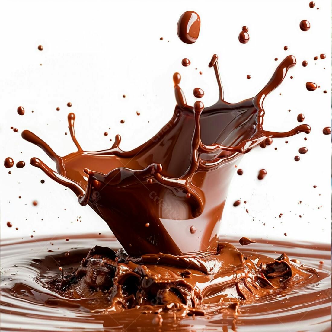 Chocolate derretendo em splash marcante