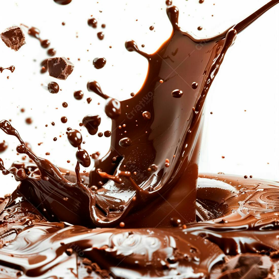 Chocolate derretendo em splash marrons