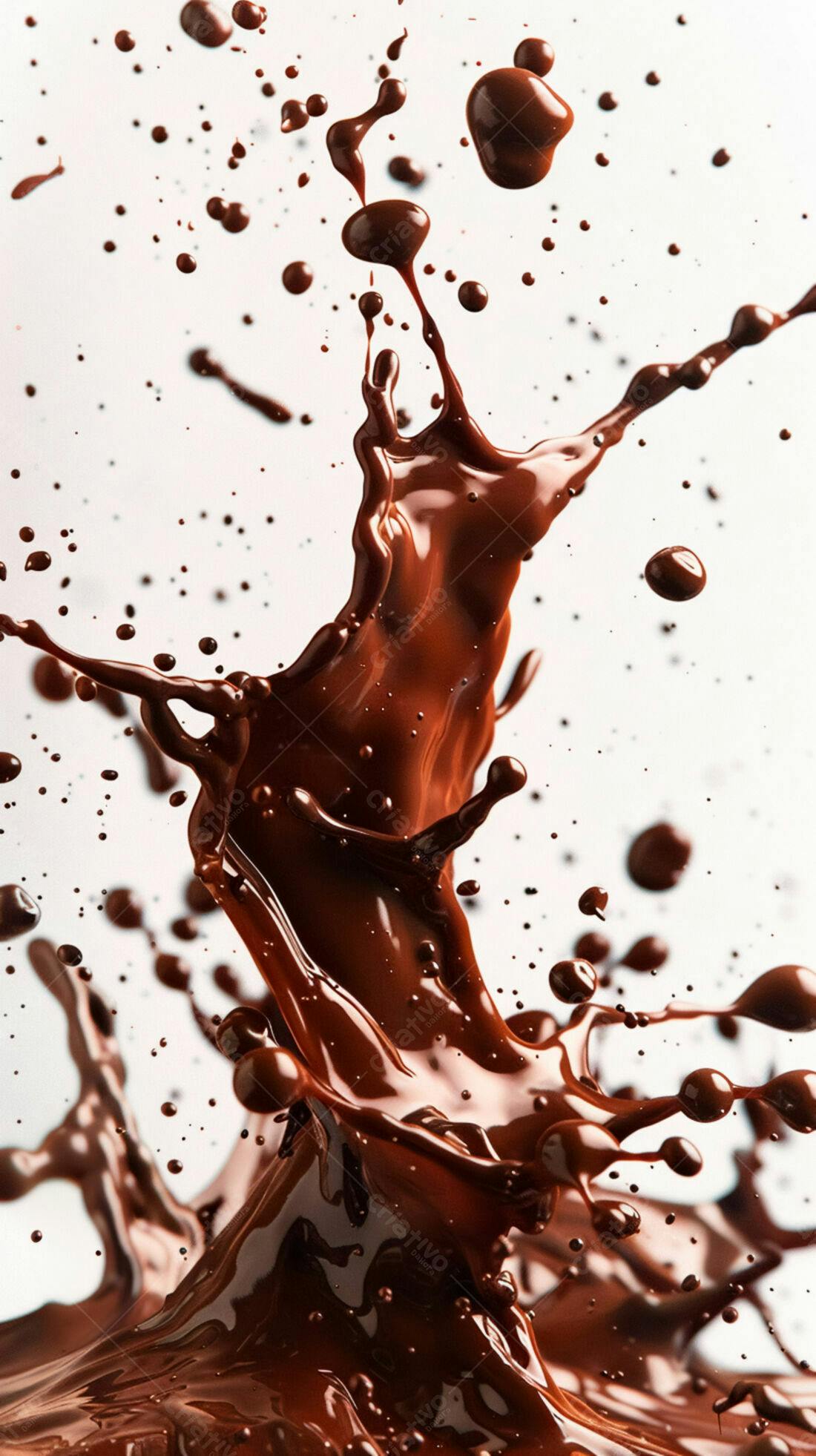 Salpico de chocolate derretido fundo branco