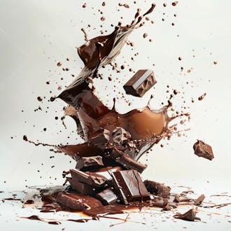 Splash de chocolate em um fundo branco 28
