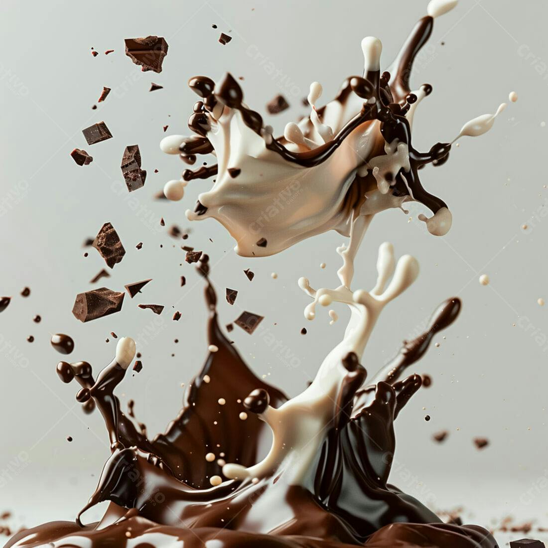 Chocolate e leite em explosão