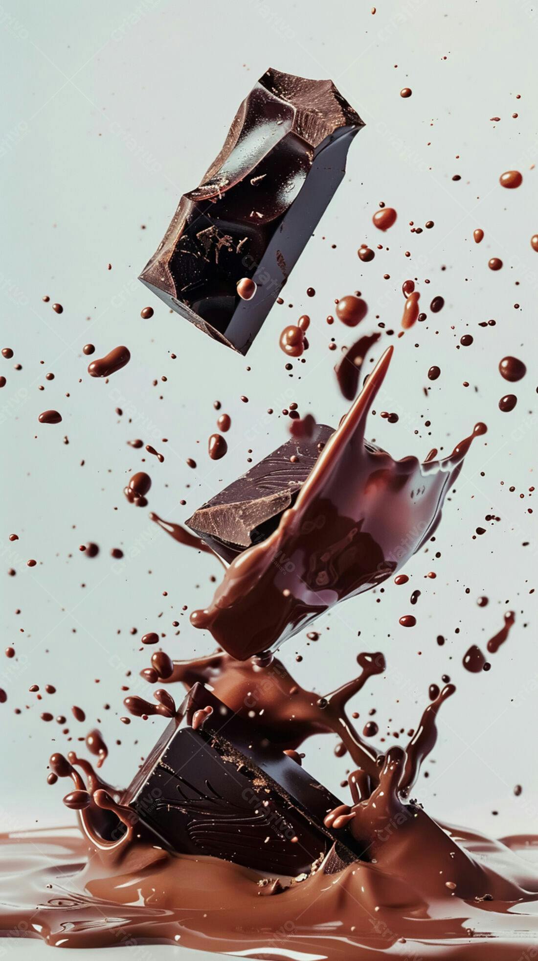Chocolate derretendo em gotas marrons
