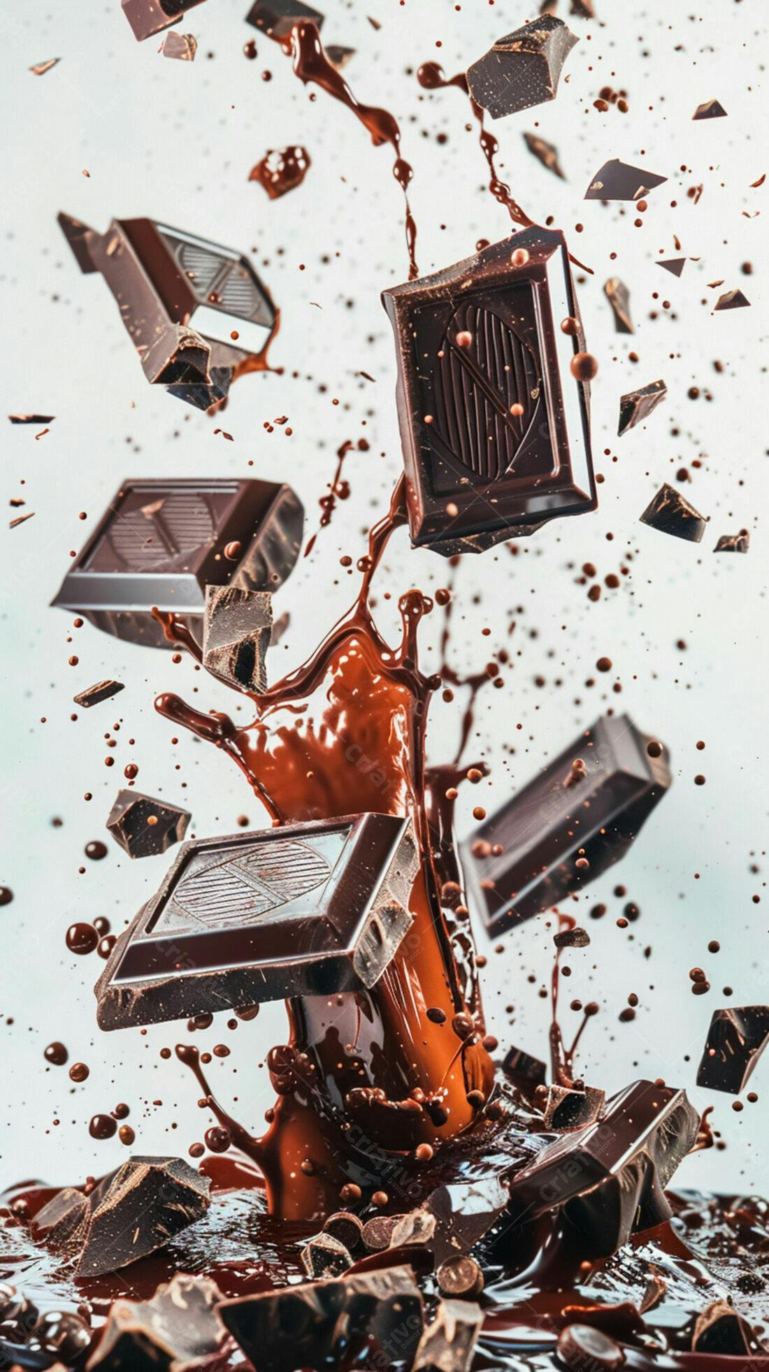 Gotas de chocolate em queda livre
