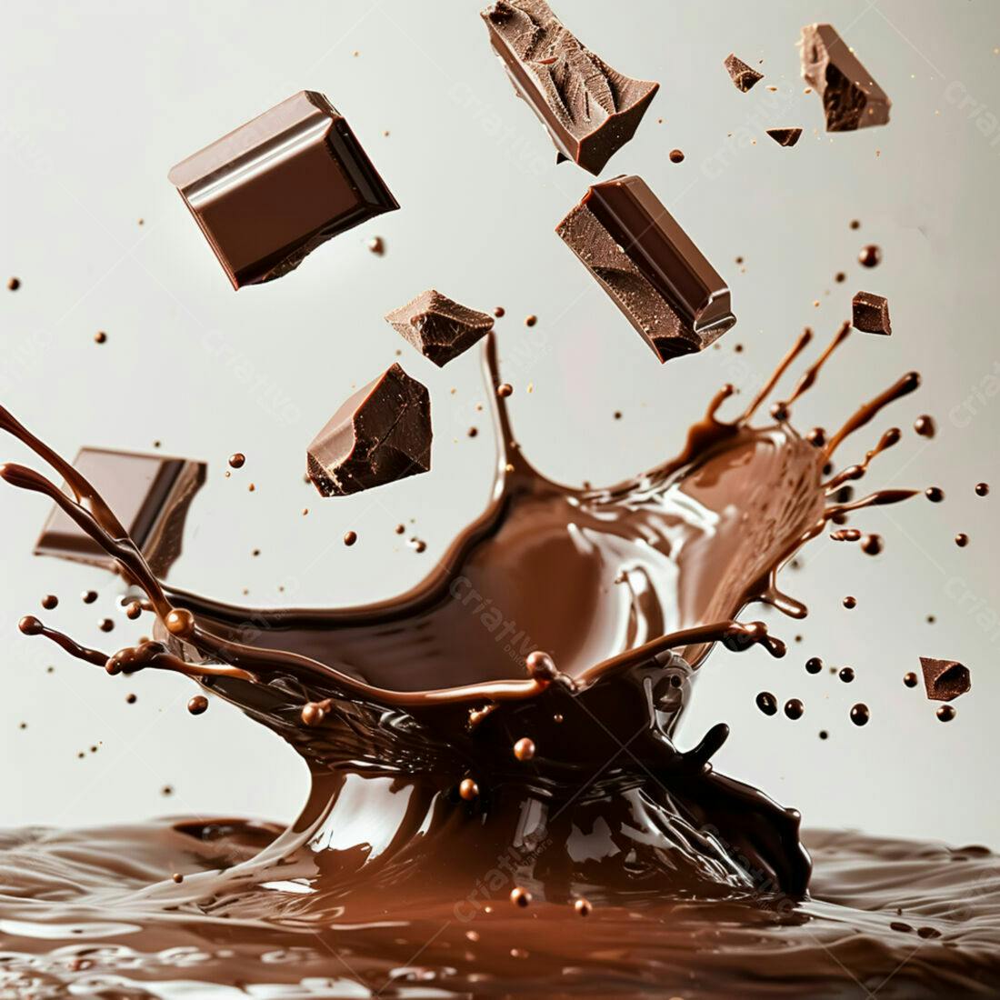 Chocolate derretendo em splash marrons