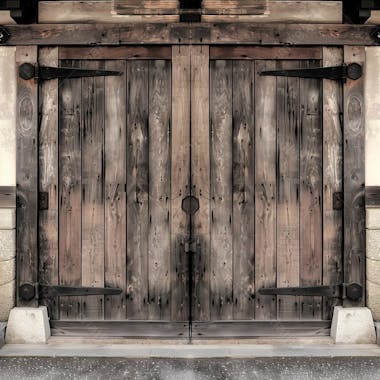 Porta de celeiro e madeira