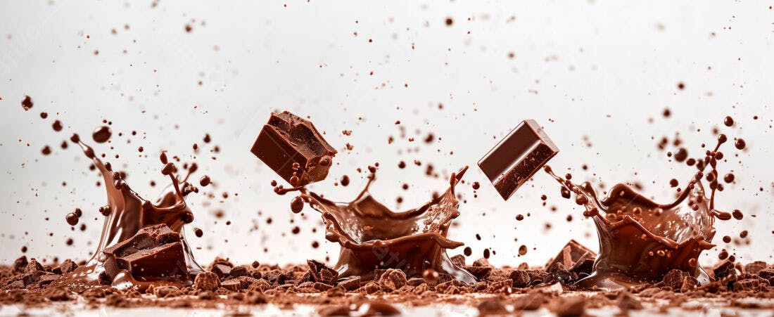 Gotas de chocolate em movimento