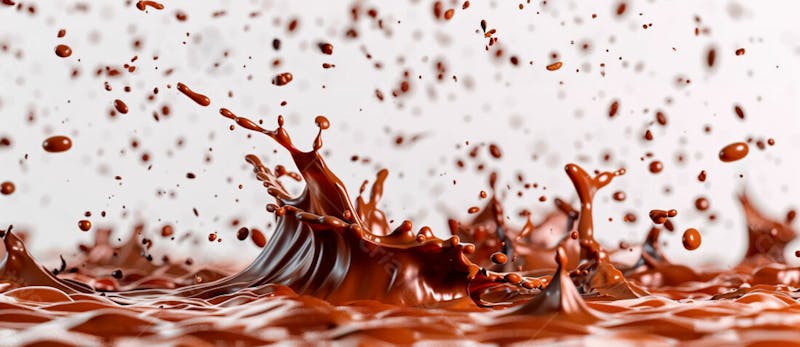 Calda de chocolate em forma de splash no ar 3