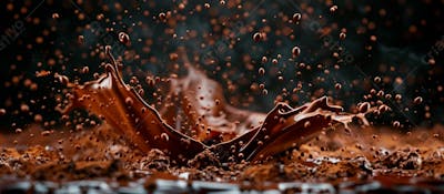 Calda De Chocolate Em Forma De Splash No Ar 5