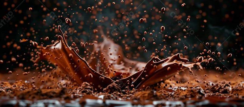 Calda de chocolate em forma de splash no ar 5
