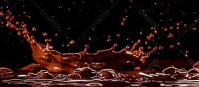Calda De Chocolate Em Forma De Splash No Ar 6