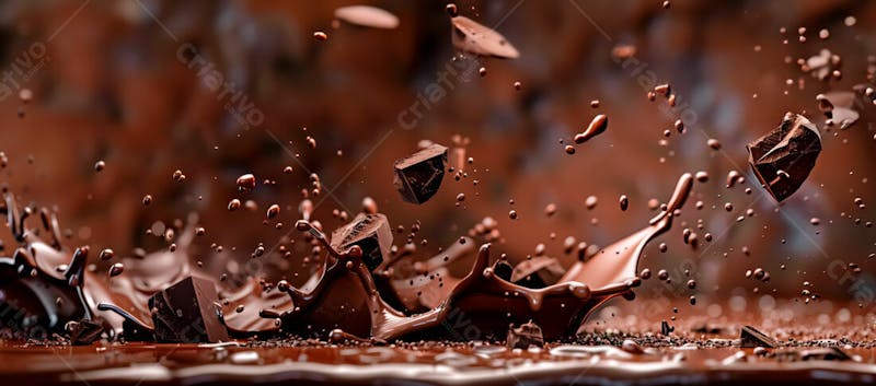 Calda de chocolate em forma de splash no ar 7