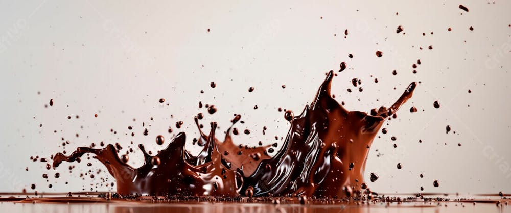 Calda De Chocolate Em Forma De Splash No Ar 8