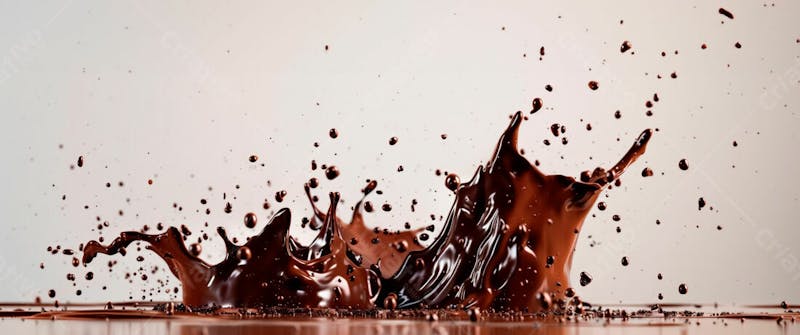 Calda de chocolate em forma de splash no ar 8