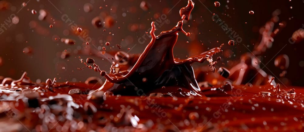 Calda De Chocolate Em Forma De Splash No Ar 9