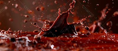 Calda De Chocolate Em Forma De Splash No Ar 9