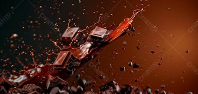 Calda De Chocolate Em Forma De Splash No Ar 11