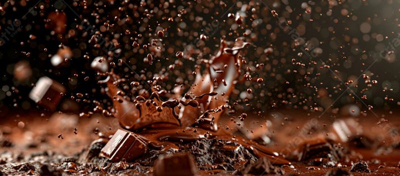 Calda de chocolate em forma de splash no ar 12