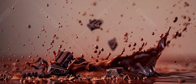 Calda De Chocolate Em Forma De Splash No Ar 14