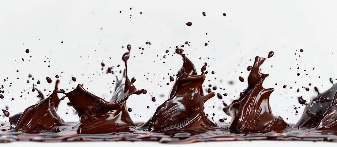 Salpicos de chocolate escuro fundo branco