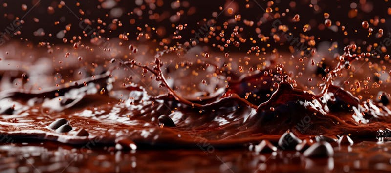 Calda de chocolate em forma de splash no ar 16