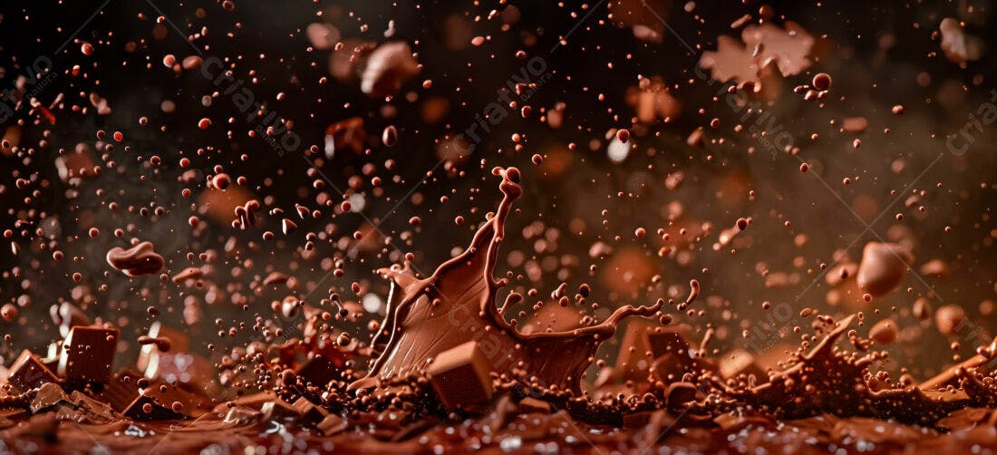 Chocolate derretendo em gotas e pedaços