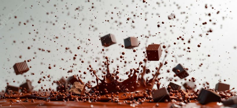 Calda de chocolate em forma de splash no ar 18