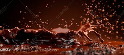 Calda De Chocolate Em Forma De Splash No Ar 19