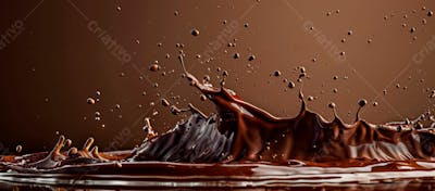Calda De Chocolate Em Forma De Splash No Ar 1