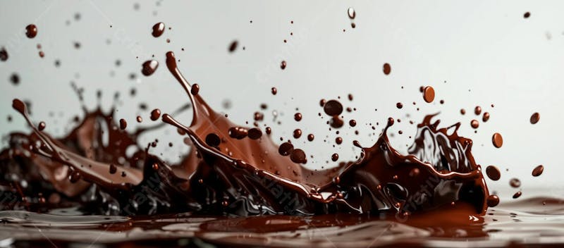 Calda de chocolate em forma de splash no ar 24