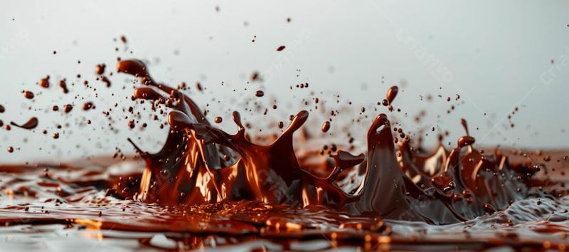 Calda de chocolate em forma de splash no ar 25