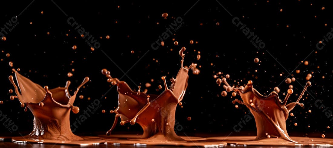 Salpicos de chocolate marrom escuro