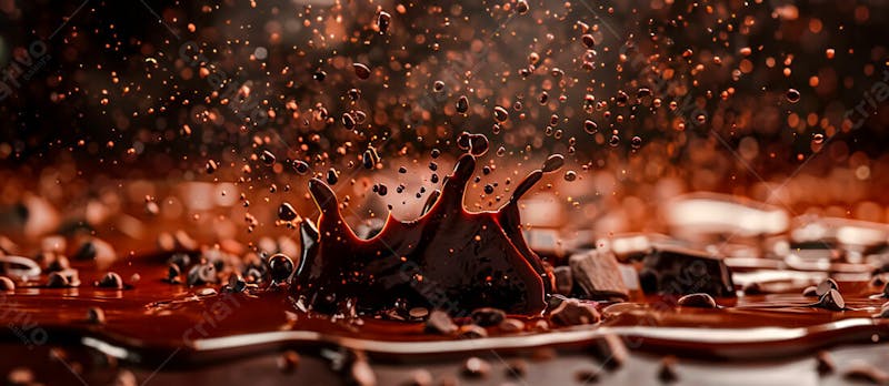 Calda de chocolate em forma de splash no ar 30