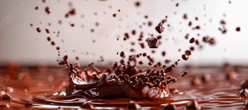 Calda de chocolate em forma de splash no ar 31